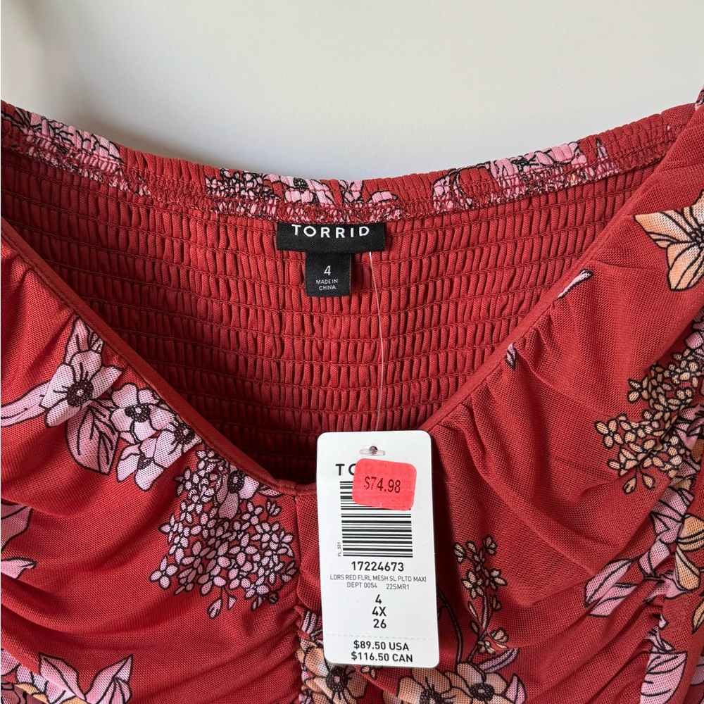 NWT TORRID pleated floral sundress. Size 4 (26w) - Picture 5 of 7